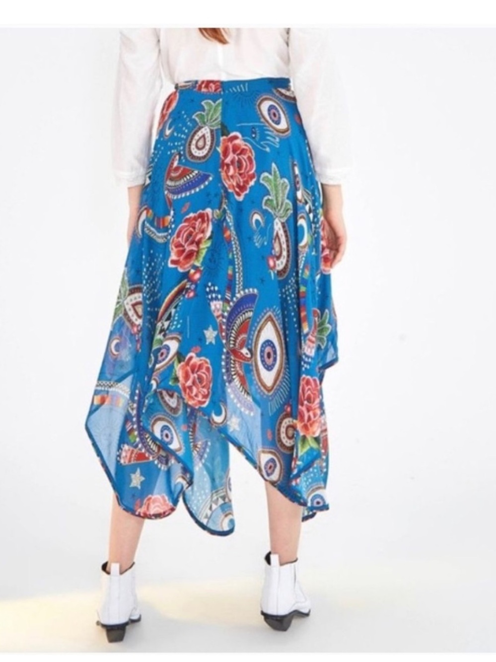 Farm Rio Mystic Blue Evil Eye Midi Skirt